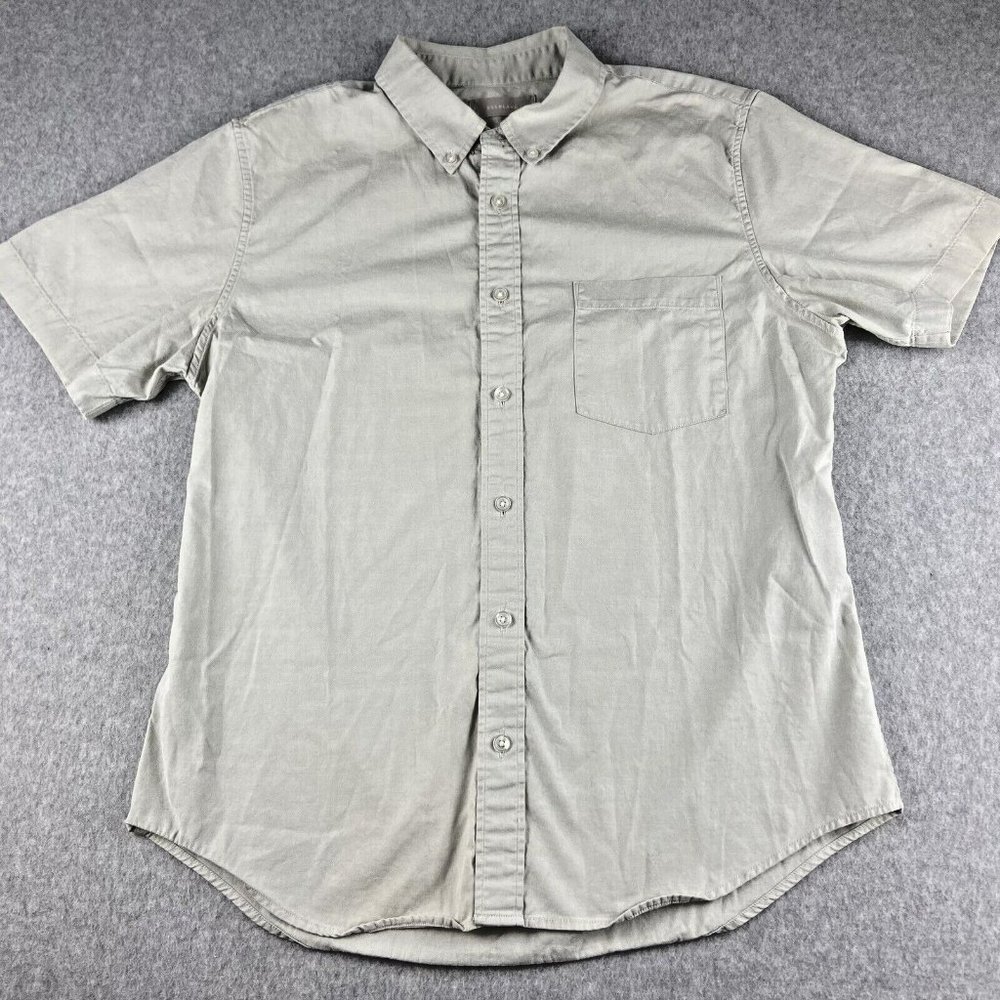 Everlane Shirt Mens medium/Large Gray Button Up Short Sleeve Pocket Cotton